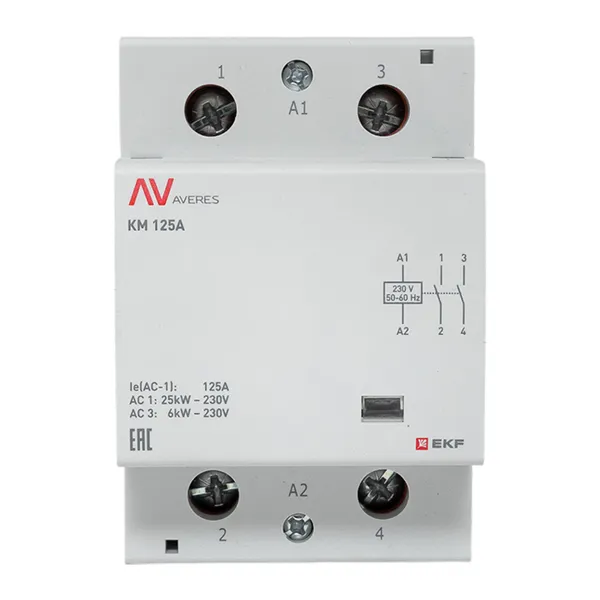 Контактор модульный КМ 125А 2NО 230VAC (3 мод.) AVERES EKF