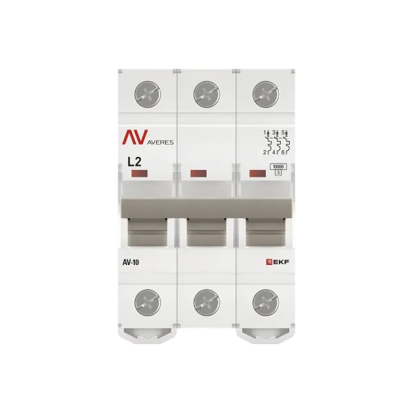 Выключатель автоматический AV-10 3P 2A (L) 10kA EKF AVERES