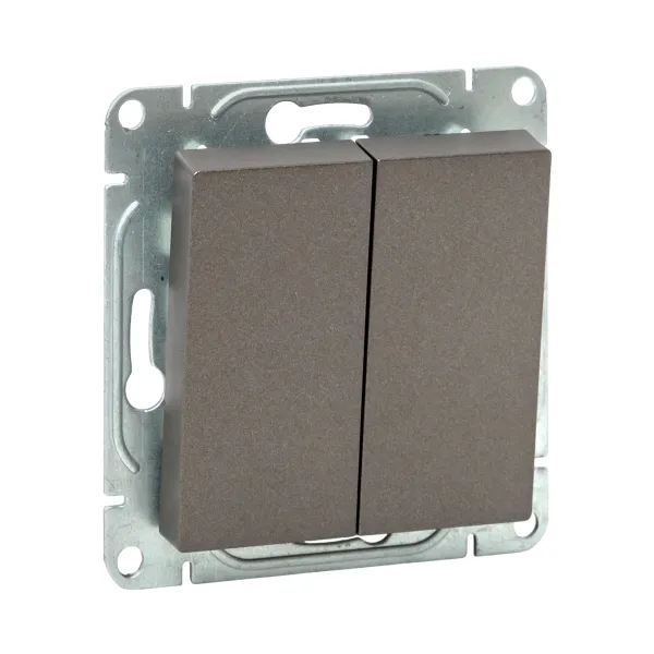 Механизм выключателя, двухклавишный, перекрёстный, мокко Эпика EKF