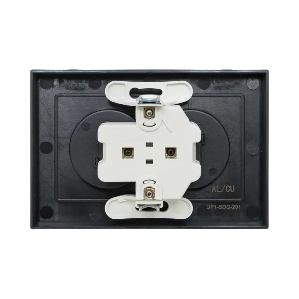 Механизм розетки двойной, 16А, без заземления, со шторками, с рамкой, графит Эпика EKF