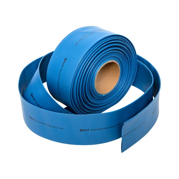 Термоусаживаемая трубка ТУТ нг 60/30 синяя рулон EKF PROxima