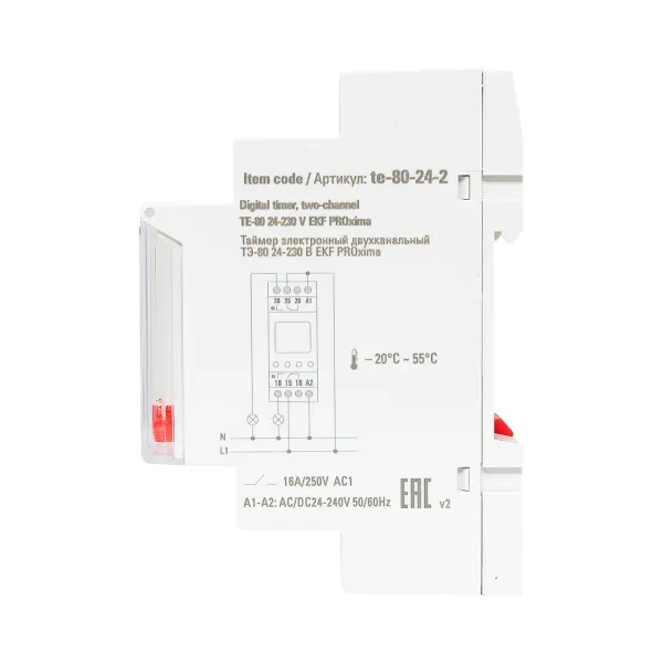 Таймер электронный двухканальный ТЭ-80 24-230В EKF