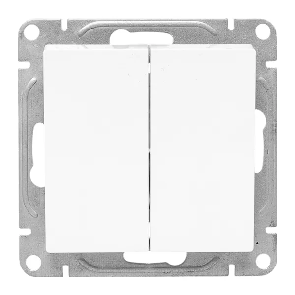 Механизм выключателя, двухклавишный, перекрёстный, белый Эпика EKF