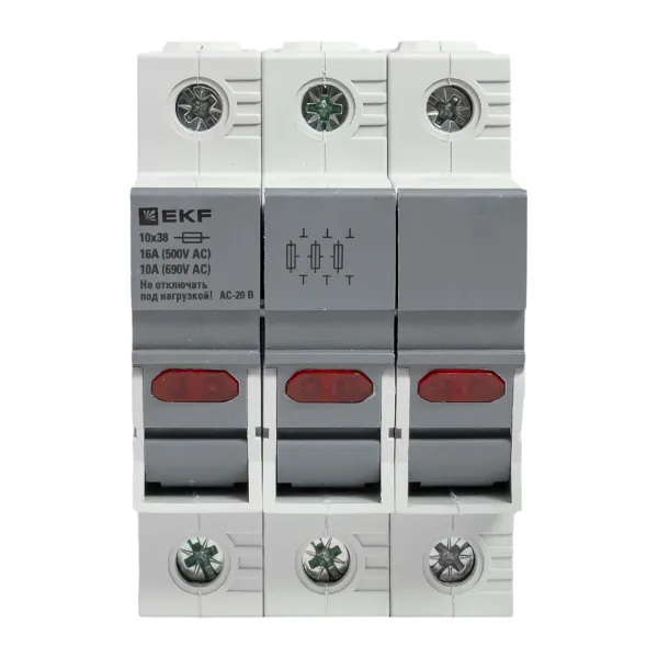 Предохранитель-разъединитель DF 10х38 3Р (тип ПВЦ) EKF