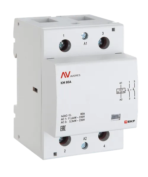 Контактор модульный КМ 125А 2NО 24VAC (3 мод.) AVERES EKF