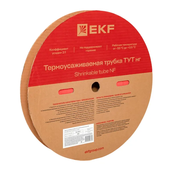 Термоусаживаемая трубка ТУТ нг 20/10 красная рулон EKF PROxima