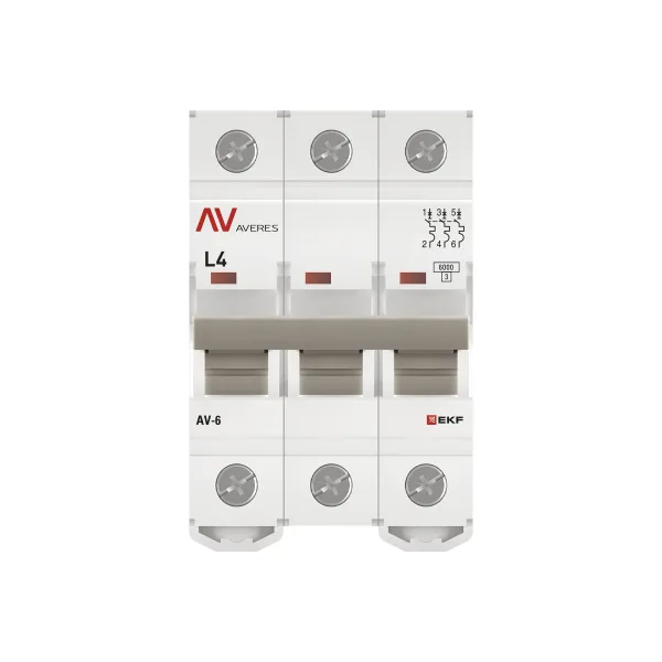 Выключатель автоматический AV-6 3P 4A (L) 6kA EKF AVERES
