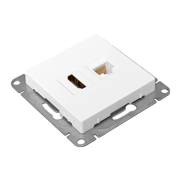 Механизм розетки HDMI+RJ45 (cat5), белый Эпика EKF