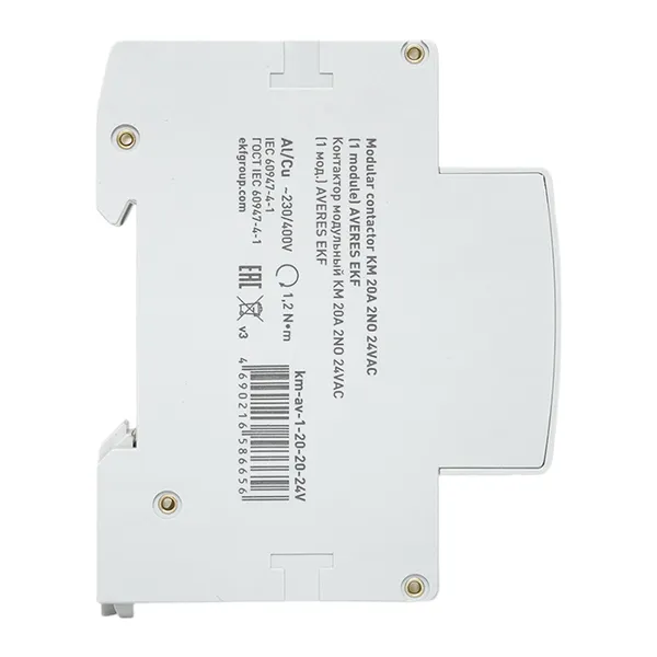 Контактор модульный КМ 20А 2NО 24VAC (1 мод.) AVERES EKF