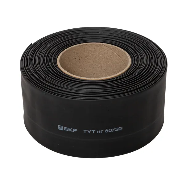 Термоусаживаемая трубка ТУТ нг 60/30 черная рулон EKF PROxima