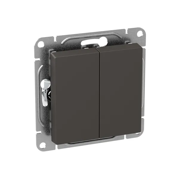 Механизм выключателя, двухклавишный, проходной, мокко Эпика EKF