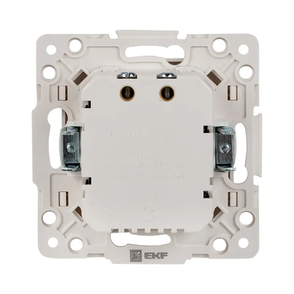 Стокгольм Механизм Розетки с 2USB type-A + type-C винтовые клеммы белый EKF PROxima