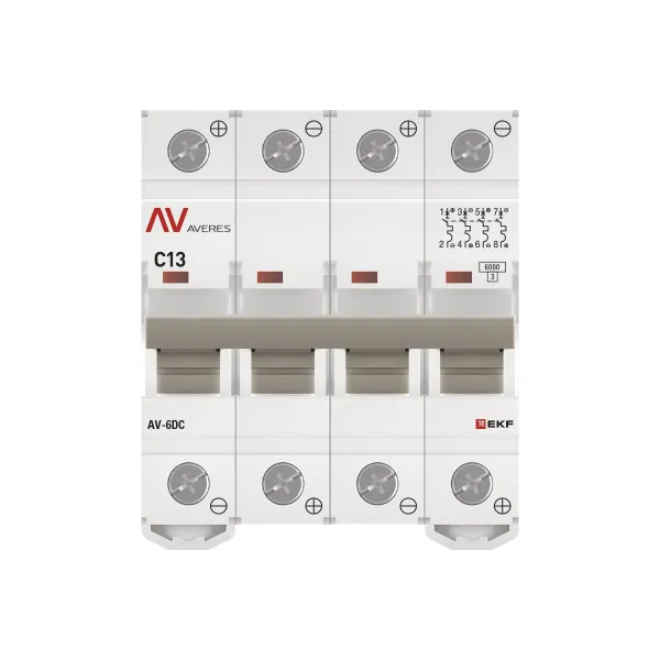 Выключатель автоматический AV-6 DC 4P 13A (C) 6kA EKF AVERES
