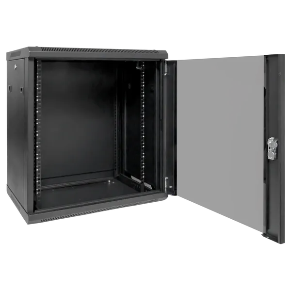 Шкаф настенный 19" TERACOM PRO 12U 600х600 мм дверь стеклянная с замком-ручкой чёрный