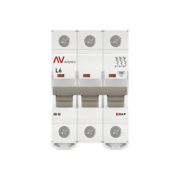 Выключатель автоматический AV-10 3P 6A (L) 10kA EKF AVERES