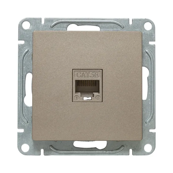 Механизм розетки RJ45 (cat5), шампань Эпика EKF