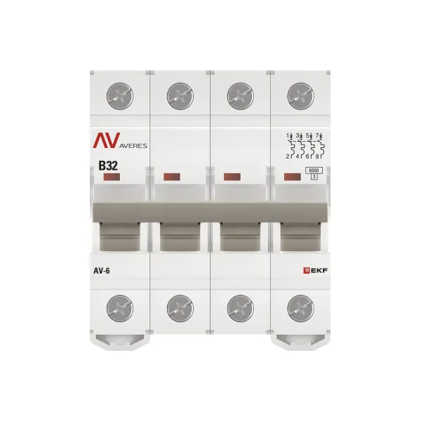 Выключатель автоматический AV-6 4P 32A (B) 6kA EKF AVERES