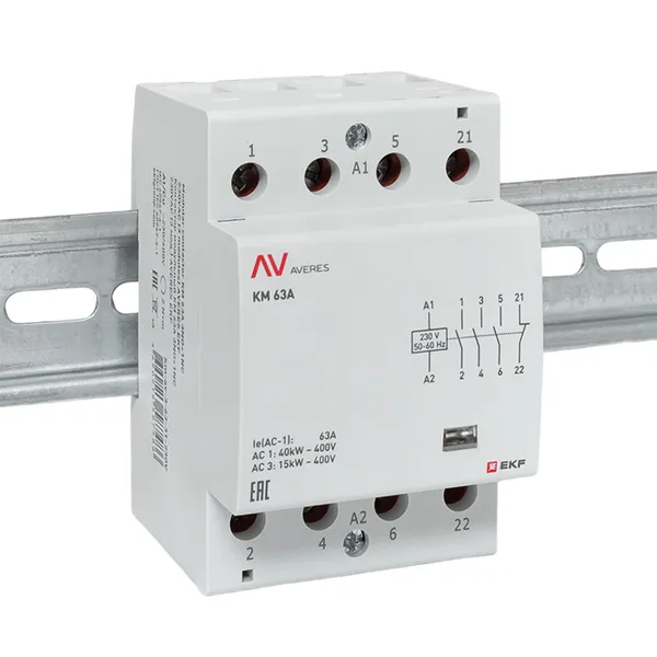 Контактор модульный КМ 63А 3NO+1NC 230VAC (3 мод.) AVERES EKF