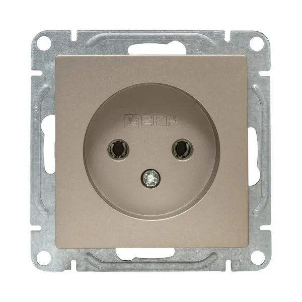 Механизм розетки, 16А, без заземления, без шторок, шампань Эпика EKF