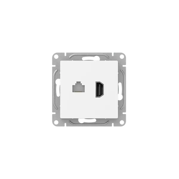 Механизм розетки HDMI+RJ45 (cat5), белый Эпика EKF