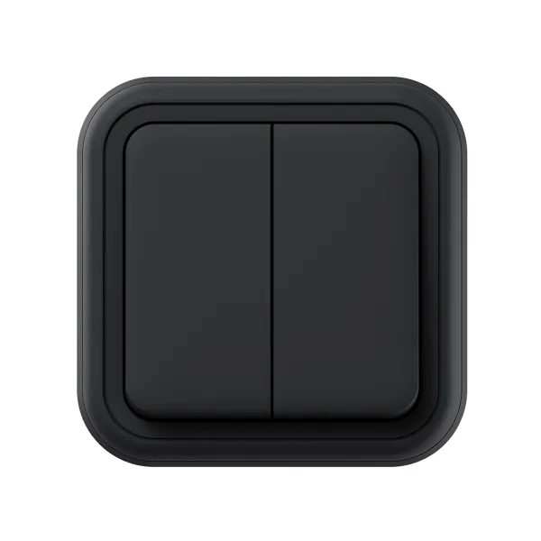 Выключатель, двухклавишный, проходной, СП, автоматические клеммы антрацит, Бронто EKF