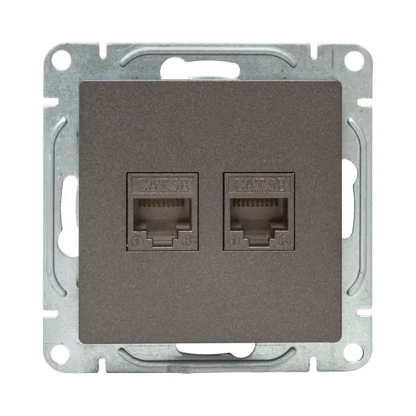 Механизм розетки RJ45 - 2шт, (cat5), мокко Эпика EKF