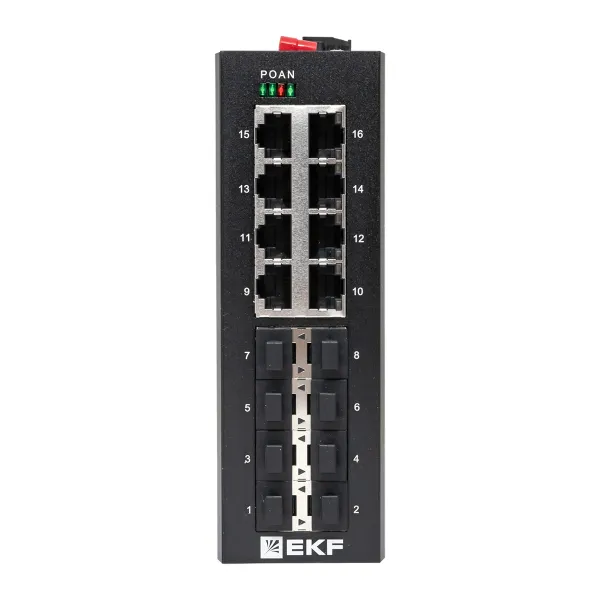 Промышленный неуправляемый коммутатор U-8GX/SFP-8GT, 8 портов 1000Base-X SFP, 8 портов 10/100/1000Base-T(X) RJ45, монтаж на динрейку TSX EKF