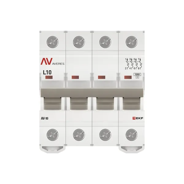 Выключатель автоматический AV-10 4P 10A (L) 10kA EKF AVERES