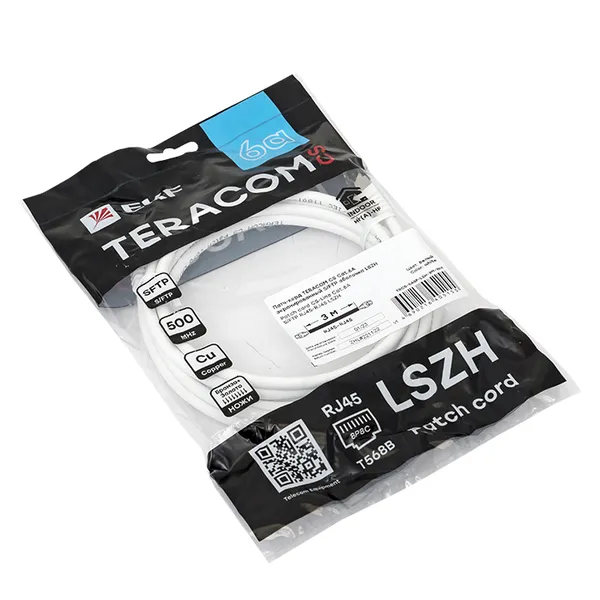 Патч-корд TERACOM CS Cat.6A экранированный S/FTP оболочка LSZH белый (3,0м)