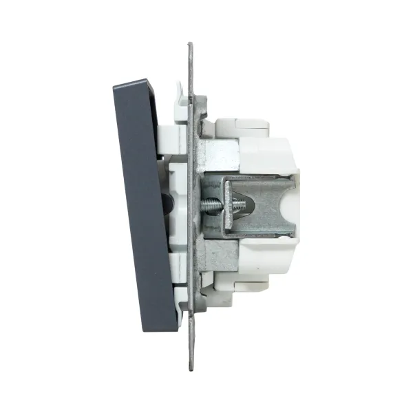 Механизм выключателя, одноклавишный, с подсветкой, графит Эпика EKF