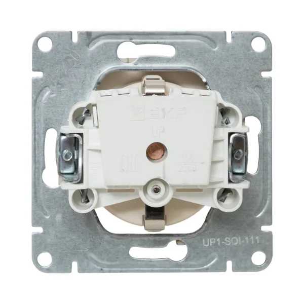 Механизм розетки, 16А, с заземлением, со шторками, кремовый Эпика EKF