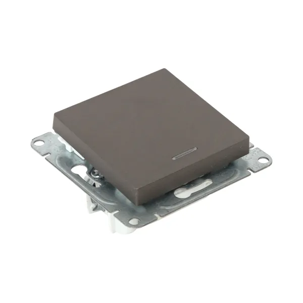 Механизм выключателя, одноклавишный, с подсветкой, мокко Эпика EKF