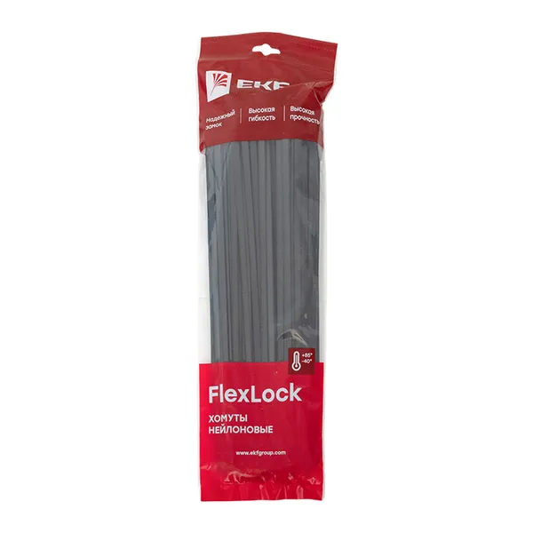 Хомут P6.6 стандартный (ч), 7.6x400 (100шт) FlexLock EKF