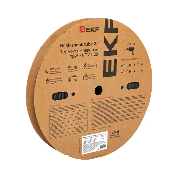 Термоусаживаемая трубка ТУТ нг 35/17.5 черная рулон EKF PROxima