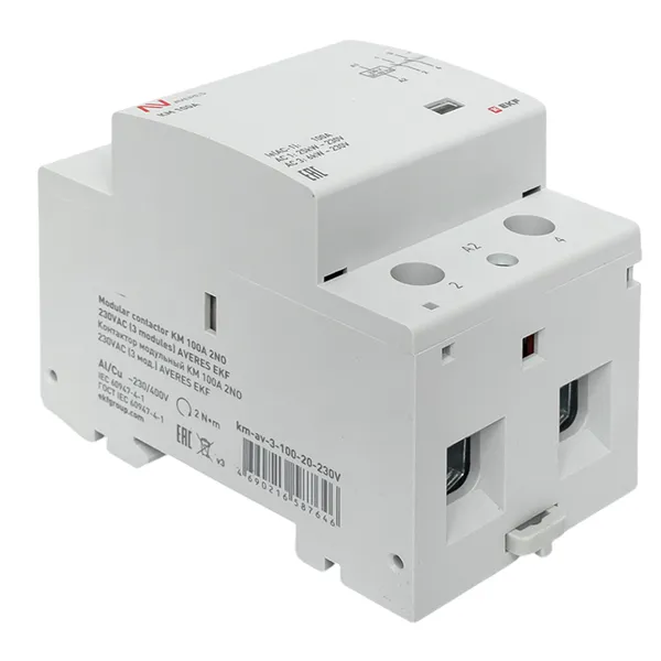 Контактор модульный КМ 100А 2NО 230VAC (3 мод.) AVERES EKF