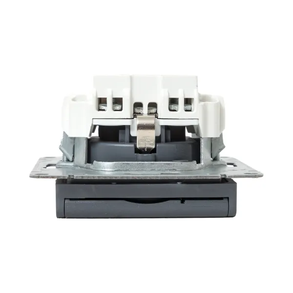 Механизм розетки, 16А, IP44, с заземлением, со шторками, c крышкой, графит Эпика EKF