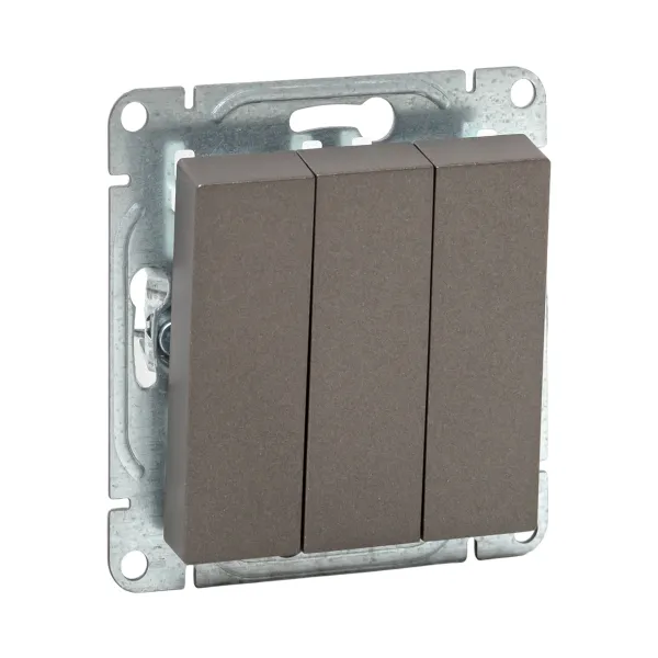 Механизм выключателя, трёхклавишный, мокко Эпика EKF