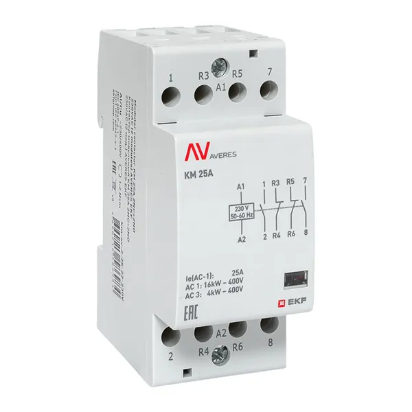 Контактор модульный КМ 25А 2NC+2NO 230VAC (2 мод.) AVERES EKF
