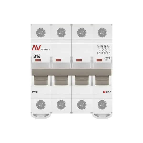 Выключатель автоматический AV-10 4P 16A (B) 10kA EKF AVERES