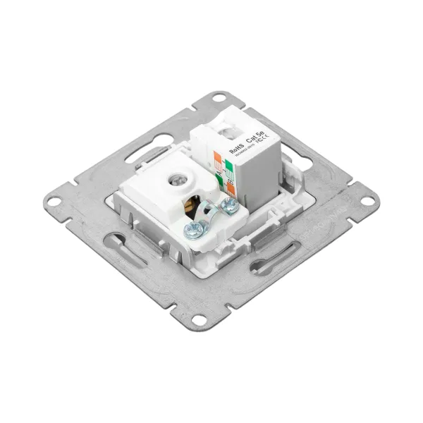 Механизм розетки TV+RJ45 (cat5), алюминий Эпика EKF