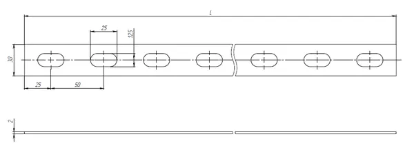 Полоса перфорированная ПП30 2000 мм К202 (2 мм) EKF