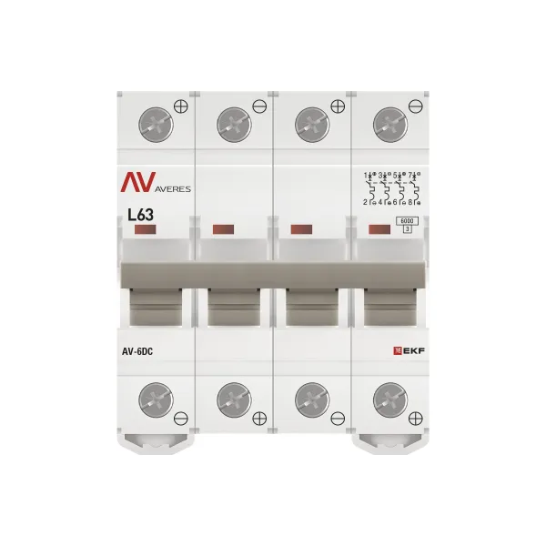 Выключатель автоматический AV-6 DC 4P 63A (L) 6kA EKF AVERES
