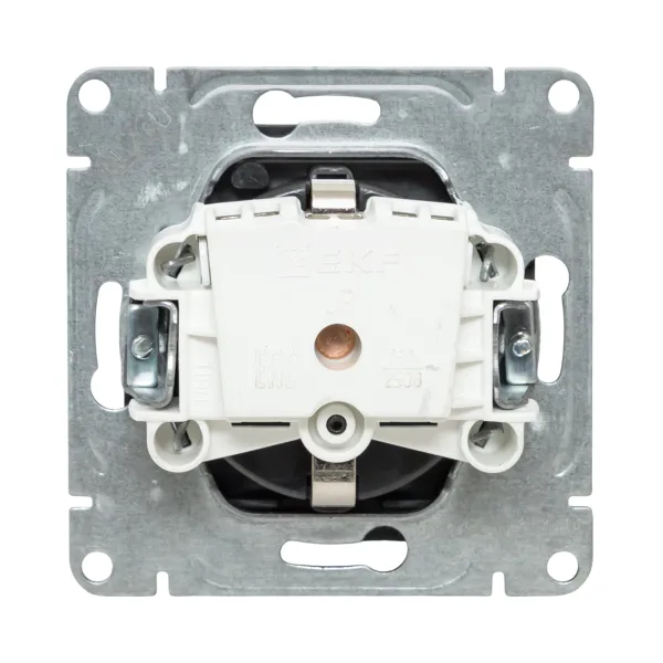 Механизм розетки, 16А, IP44, с заземлением, со шторками, c крышкой, мокко Эпика EKF