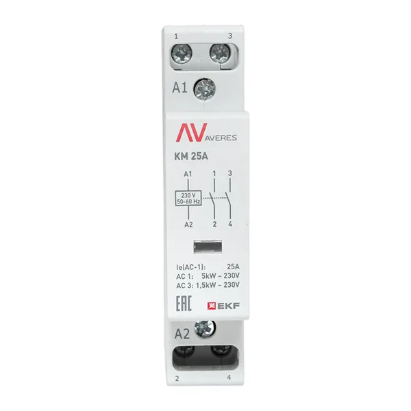 Контактор модульный КМ 25А 2NО 230VAC (1 мод.) AVERES EKF