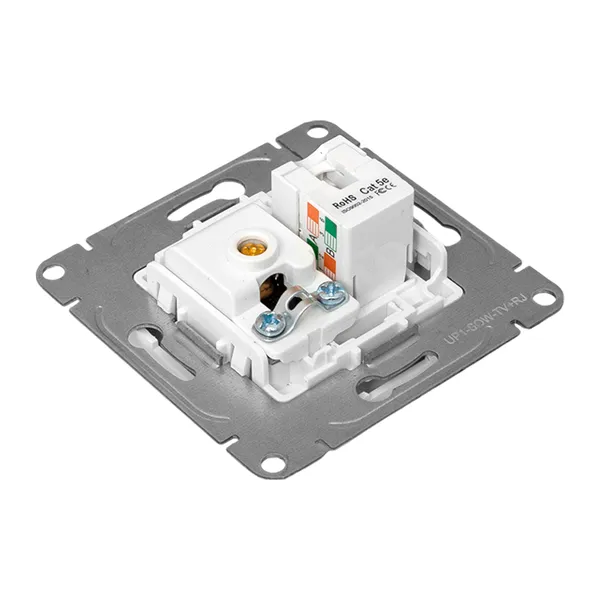 Механизм розетки TV+RJ45 (cat5), белый Эпика EKF