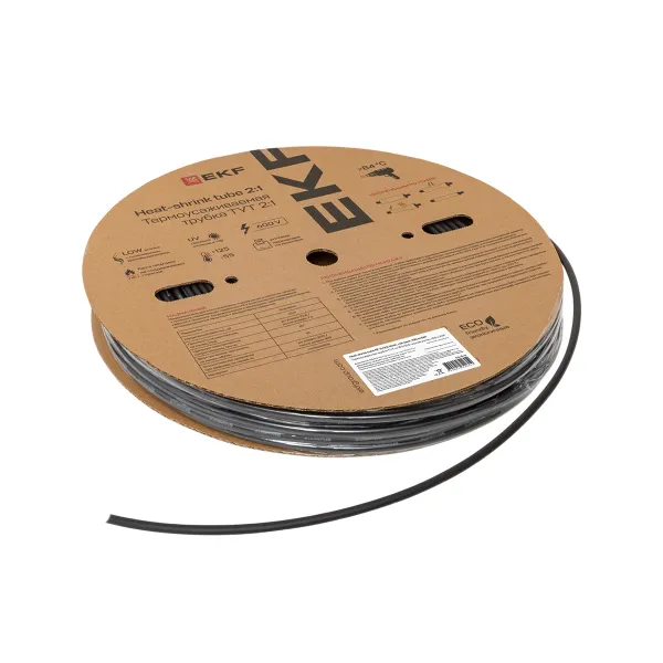 Термоусаживаемая трубка ТУТ нг 5/2,5 черная рулон EKF PROxima