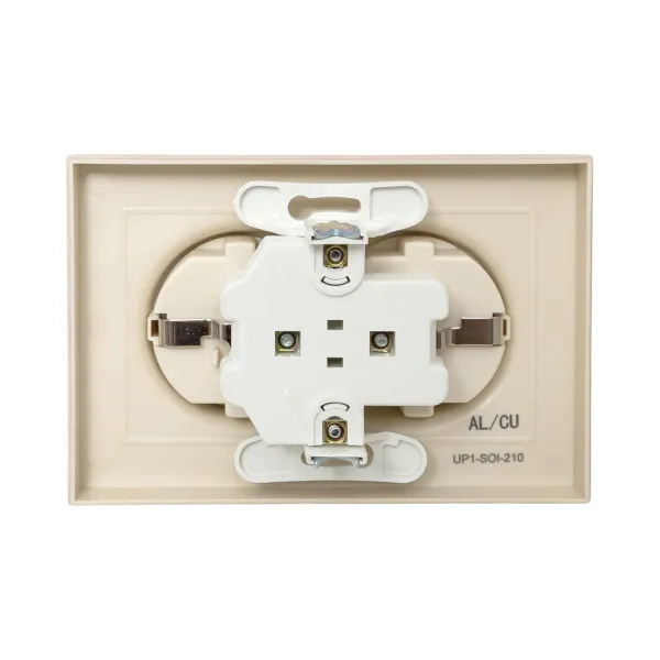 Механизм розетки двойной, 16А, с заземлением, без шторок, с рамкой, кремовый Эпика EKF
