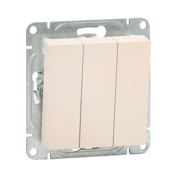 Механизм выключателя, трёхклавишный, кремовый Эпика EKF