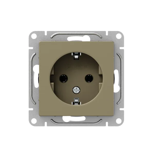 Механизм розетки, 16А, с заземлением, без шторок, шампань Эпика EKF