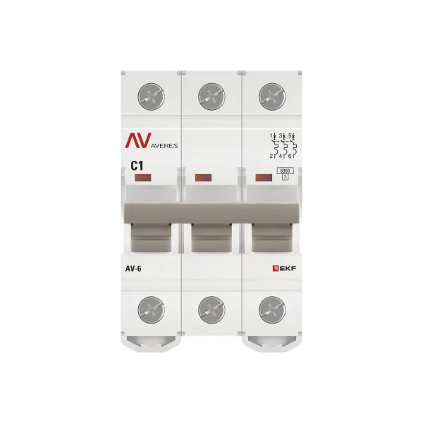 Выключатель автоматический AV-6 3P 1A (C) 6kA EKF AVERES